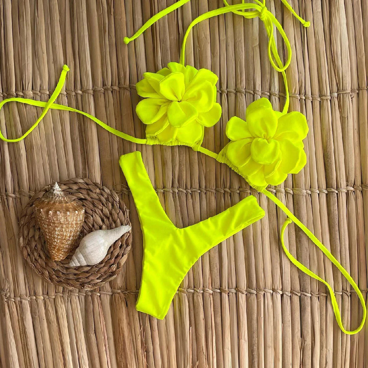 2025 Summer New Sexy Petal Push Up Backless Bikini Set Women Fashion Flower Ruffles Bikini Lady Solid Beachwear Bathing Suit