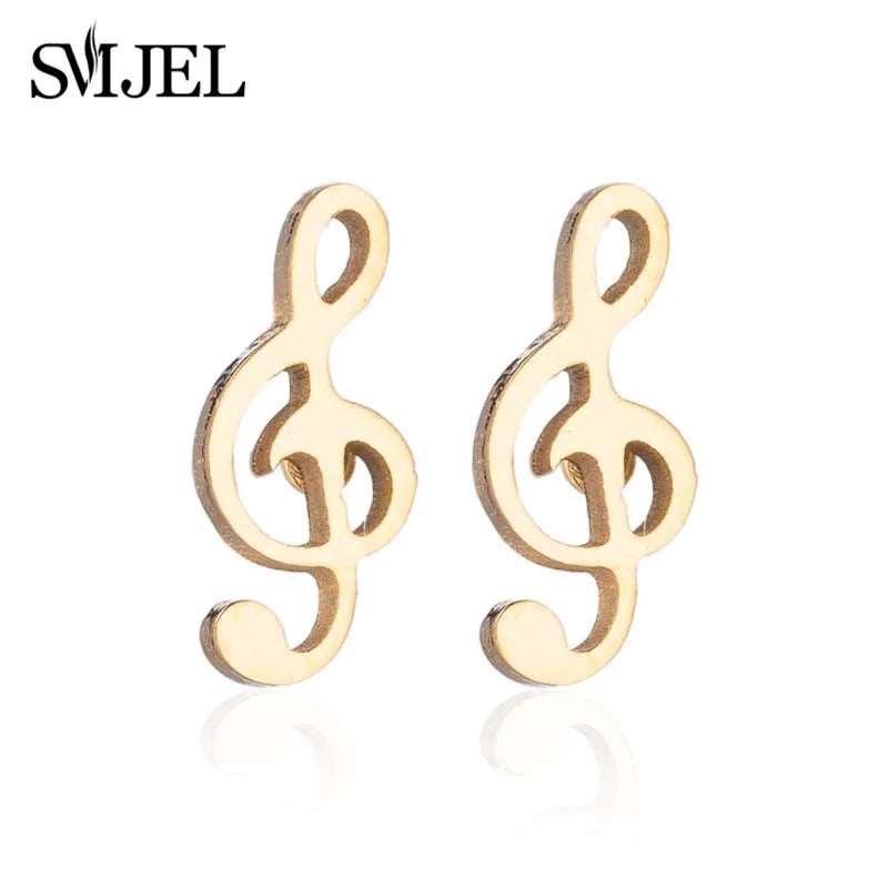 SMJEL Multiple Stainless Steel Stud Earrings for Women Girls Fashion Minimalist Skull Ghost Music Earrings Jewelry Punk Gifts