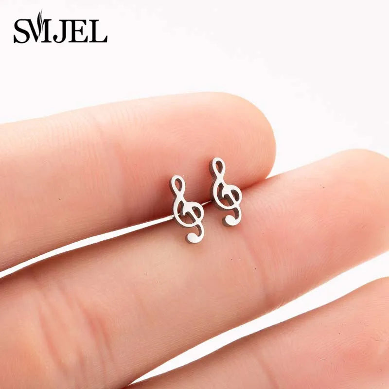 SMJEL Multiple Stainless Steel Stud Earrings for Women Girls Fashion Minimalist Skull Ghost Music Earrings Jewelry Punk Gifts