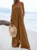 Wide Leg Overalls for Womens Casual Cotton Linen Baggy Loose Maternity Summer Beach Jumpsuits Romper