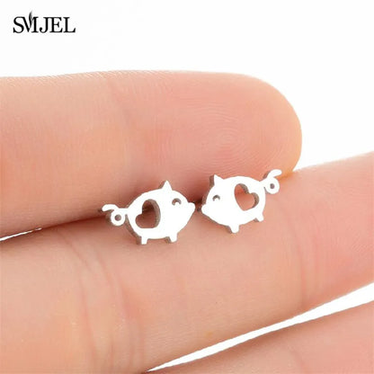 SMJEL Multiple Stainless Steel Stud Earrings for Women Girls Fashion Minimalist Skull Ghost Music Earrings Jewelry Punk Gifts