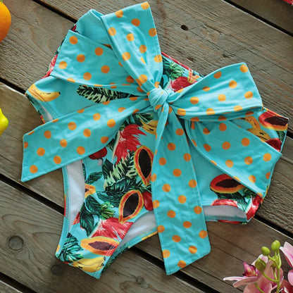 Two-Pieces Women Floral 2025 Push-Up Padded Bra Ruffles Bandage Bikini Set Swimsuit Swimwear Bathing Suit Beachwear Biquini