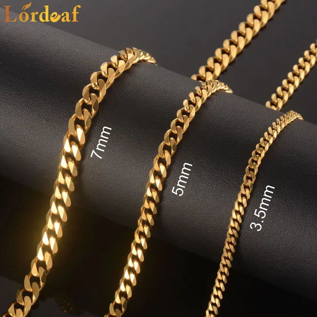 3.5/5/6/7/8mm Hot Sale Stainless Gold Plated Steel Necklace Cuban Chain Necklace For Men And Women Party Jewelry Accessories