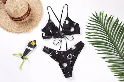 Sunflower Printed Bikini Set Sexy Swimwear Women 2025 Mujer Push Up Padded Biquini Bathers Bandage Bathing Suit Swimsuit Bikini