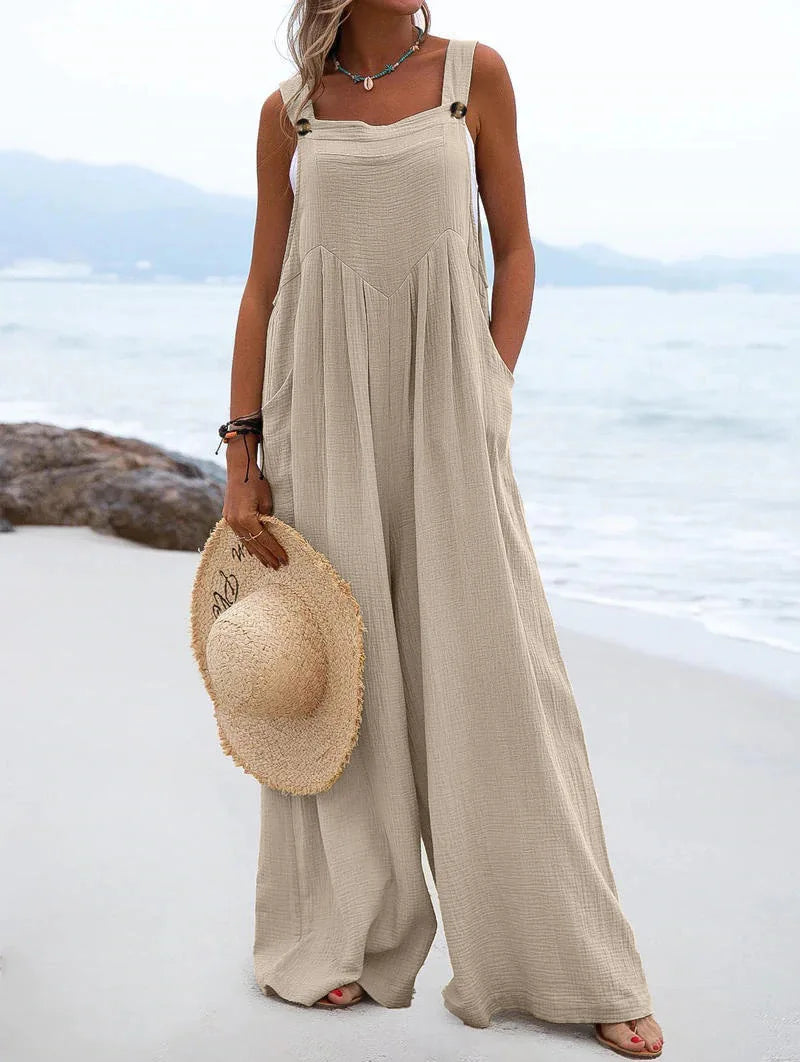 Wide Leg Overalls for Womens Casual Cotton Linen Baggy Loose Maternity Summer Beach Jumpsuits Romper