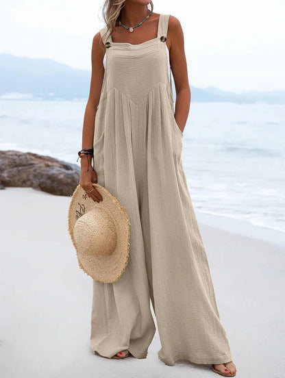 Wide Leg Overalls for Womens Casual Cotton Linen Baggy Loose Maternity Summer Beach Jumpsuits Romper