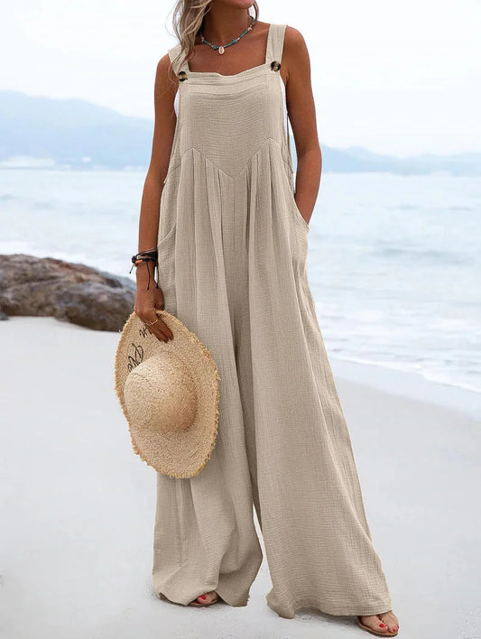 Wide Leg Overalls for Womens Casual Cotton Linen Baggy Loose Maternity Summer Beach Jumpsuits Romper