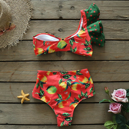 Two-Pieces Women Floral 2025 Push-Up Padded Bra Ruffles Bandage Bikini Set Swimsuit Swimwear Bathing Suit Beachwear Biquini