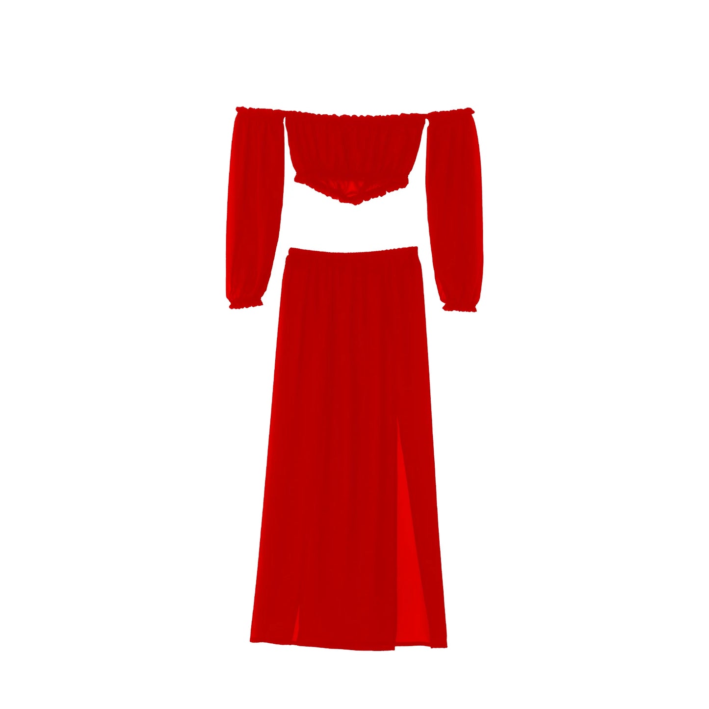 NEW Women Beach 2pcs Bikini Cover-Ups Swimsuit Off Shoulder Top+High Waist Dresss Sexy Ladies Swimming Cover Up Bathing Suit