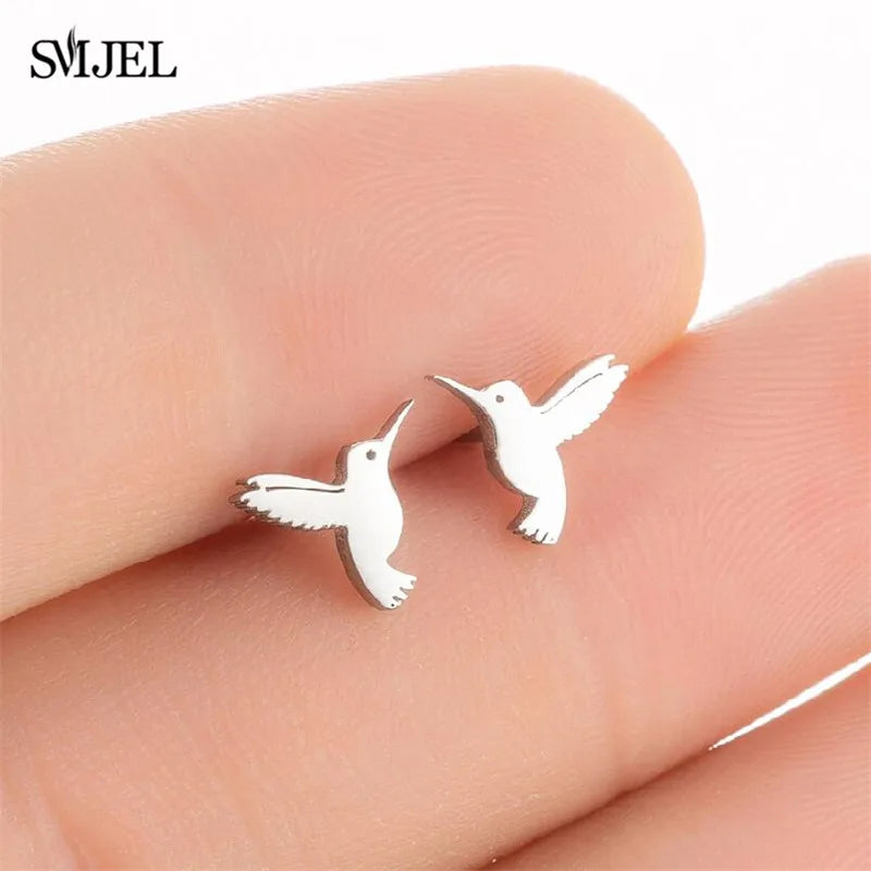 SMJEL Multiple Stainless Steel Stud Earrings for Women Girls Fashion Minimalist Skull Ghost Music Earrings Jewelry Punk Gifts