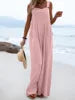 Wide Leg Overalls for Womens Casual Cotton Linen Baggy Loose Maternity Summer Beach Jumpsuits Romper
