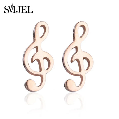SMJEL Multiple Stainless Steel Stud Earrings for Women Girls Fashion Minimalist Skull Ghost Music Earrings Jewelry Punk Gifts