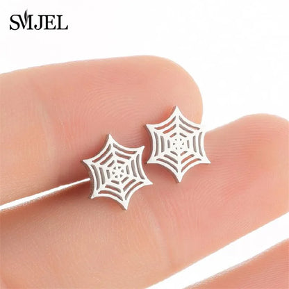 SMJEL Multiple Stainless Steel Stud Earrings for Women Girls Fashion Minimalist Skull Ghost Music Earrings Jewelry Punk Gifts