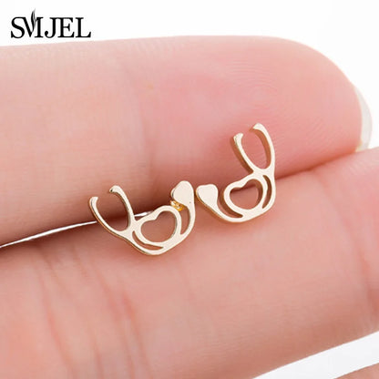 SMJEL Multiple Stainless Steel Stud Earrings for Women Girls Fashion Minimalist Skull Ghost Music Earrings Jewelry Punk Gifts