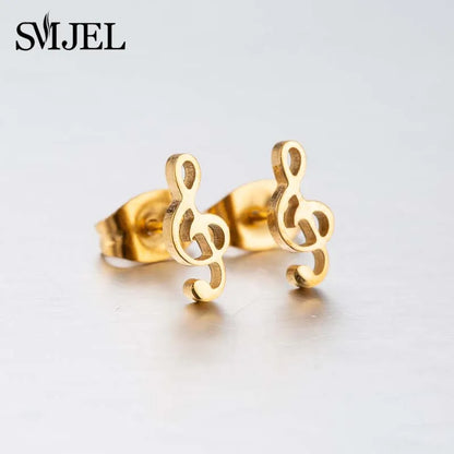 SMJEL Multiple Stainless Steel Stud Earrings for Women Girls Fashion Minimalist Skull Ghost Music Earrings Jewelry Punk Gifts