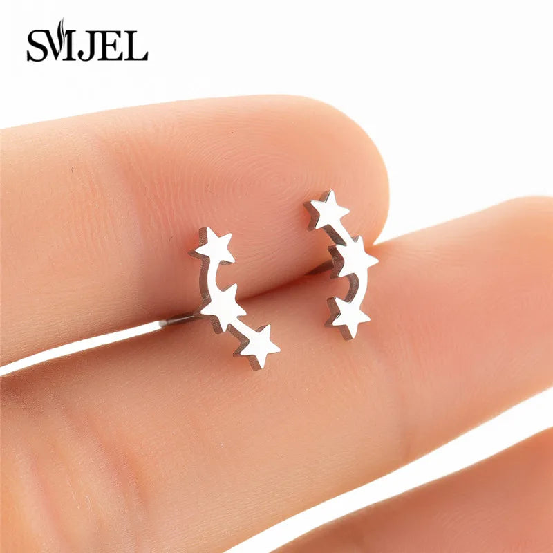 SMJEL Multiple Stainless Steel Stud Earrings for Women Girls Fashion Minimalist Skull Ghost Music Earrings Jewelry Punk Gifts