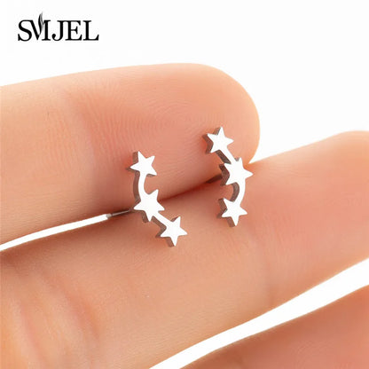SMJEL Multiple Stainless Steel Stud Earrings for Women Girls Fashion Minimalist Skull Ghost Music Earrings Jewelry Punk Gifts