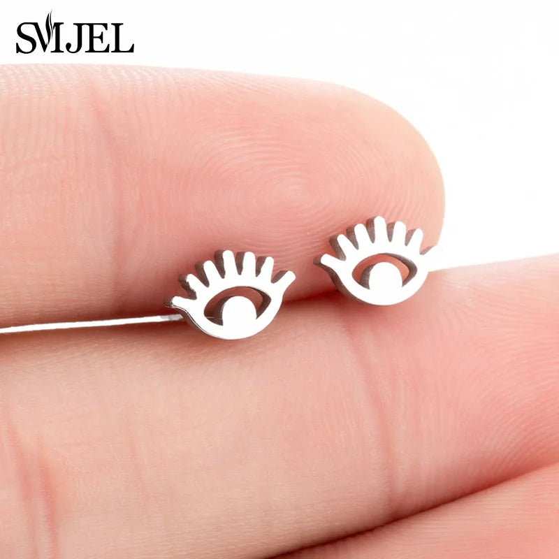SMJEL Multiple Stainless Steel Stud Earrings for Women Girls Fashion Minimalist Skull Ghost Music Earrings Jewelry Punk Gifts