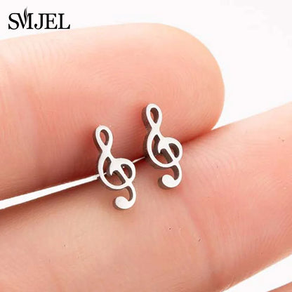 SMJEL Multiple Stainless Steel Stud Earrings for Women Girls Fashion Minimalist Skull Ghost Music Earrings Jewelry Punk Gifts