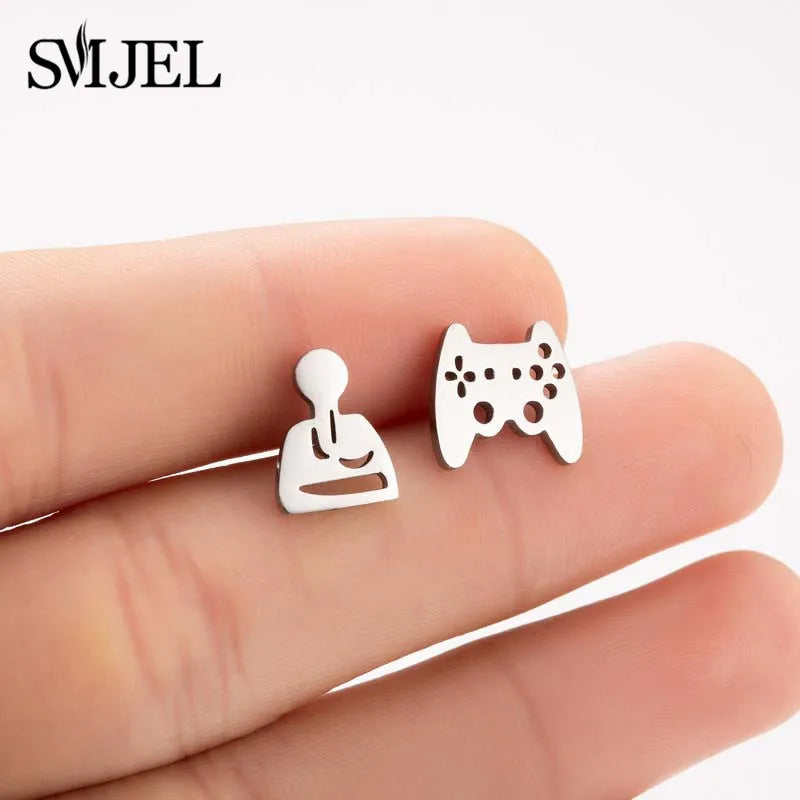 SMJEL Multiple Stainless Steel Stud Earrings for Women Girls Fashion Minimalist Skull Ghost Music Earrings Jewelry Punk Gifts