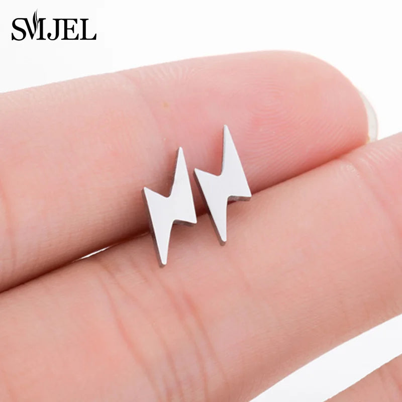 SMJEL Multiple Stainless Steel Stud Earrings for Women Girls Fashion Minimalist Skull Ghost Music Earrings Jewelry Punk Gifts
