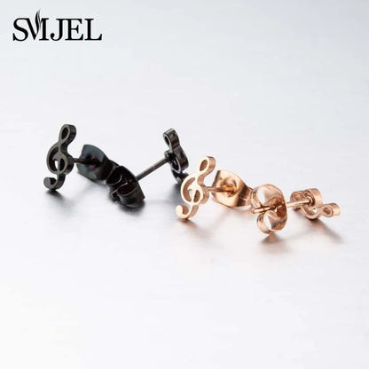 SMJEL Multiple Stainless Steel Stud Earrings for Women Girls Fashion Minimalist Skull Ghost Music Earrings Jewelry Punk Gifts