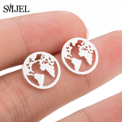 SMJEL Multiple Stainless Steel Stud Earrings for Women Girls Fashion Minimalist Skull Ghost Music Earrings Jewelry Punk Gifts