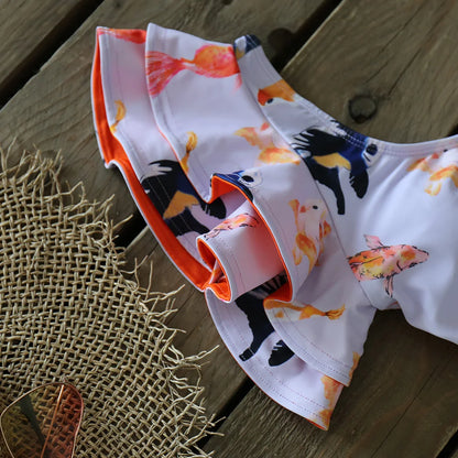 Two-Pieces Women Floral 2025 Push-Up Padded Bra Ruffles Bandage Bikini Set Swimsuit Swimwear Bathing Suit Beachwear Biquini