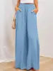 Spring Summer New Women's Wide Leg Pants Elastic Belt Wide Leg High Waist Long Skirt