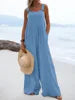 Wide Leg Overalls for Womens Casual Cotton Linen Baggy Loose Maternity Summer Beach Jumpsuits Romper