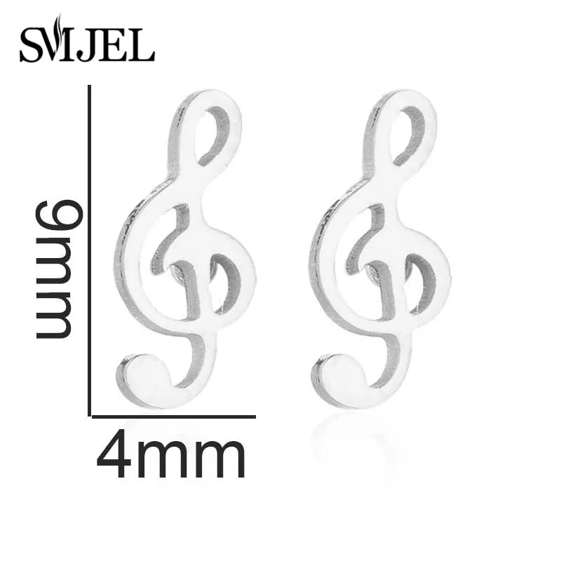 SMJEL Multiple Stainless Steel Stud Earrings for Women Girls Fashion Minimalist Skull Ghost Music Earrings Jewelry Punk Gifts
