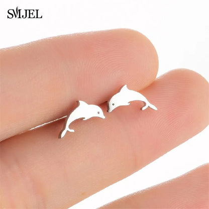 SMJEL Multiple Stainless Steel Stud Earrings for Women Girls Fashion Minimalist Skull Ghost Music Earrings Jewelry Punk Gifts