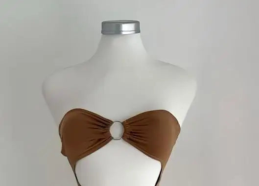 The 2025 summer new solid color sleeveless sexy strapless cutout long dress from Europe and America