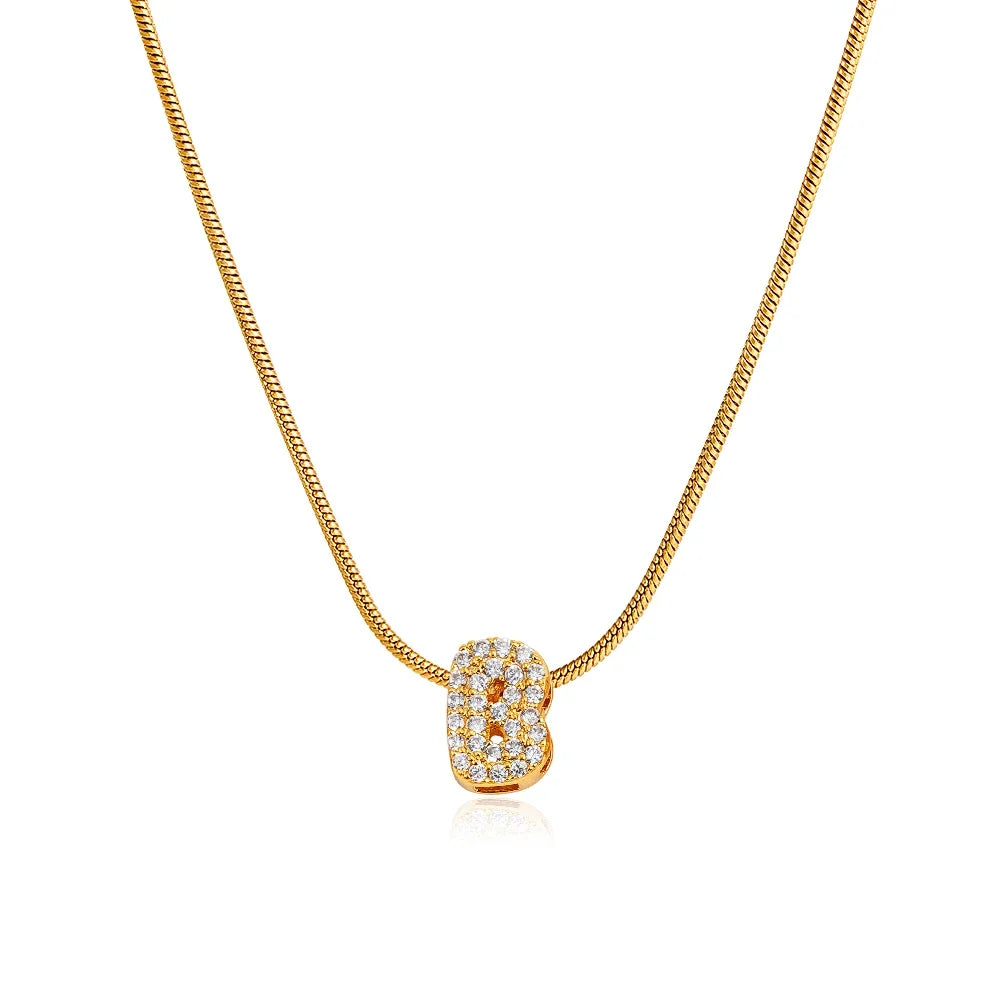 Fashion Tiny CZ Zircon Initial Alphabet Pendant Neckalce Gold Plated Stainless Steel A-Z Letter Necklaces Birthday Gifts Jewelry