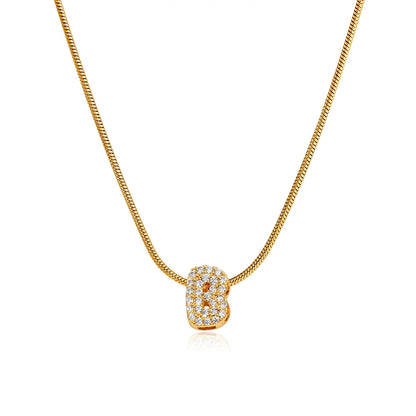 Fashion Tiny CZ Zircon Initial Alphabet Pendant Neckalce Gold Plated Stainless Steel A-Z Letter Necklaces Birthday Gifts Jewelry