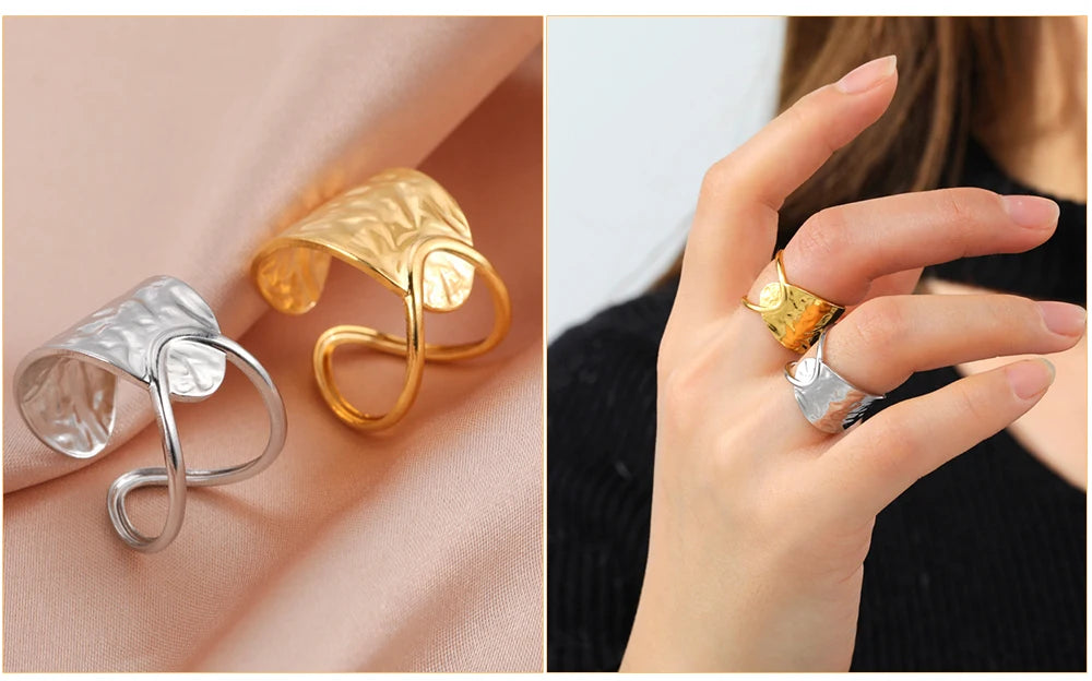 Skyrim Stainless Steel Women Rings Geometric Heart Aesthetic Adjustable Open Finger Ring Fashion Party Jewelry Gifts Wholesale