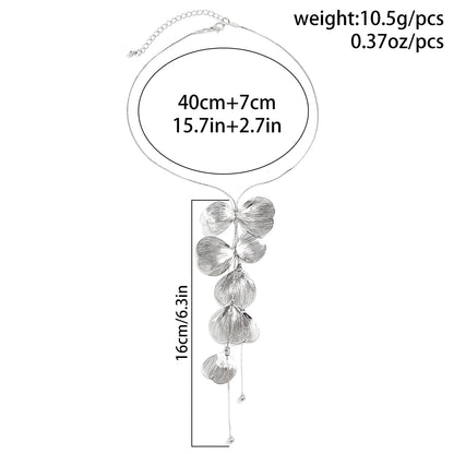 PuRui 2024 Trendy Petal Charm Tassel Necklace for Women Long Neck Chain Pendant Choker Jewelry Collar Elegant Ladies Party Gifts