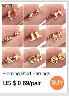SMJEL Multiple Stainless Steel Stud Earrings for Women Girls Fashion Minimalist Skull Ghost Music Earrings Jewelry Punk Gifts