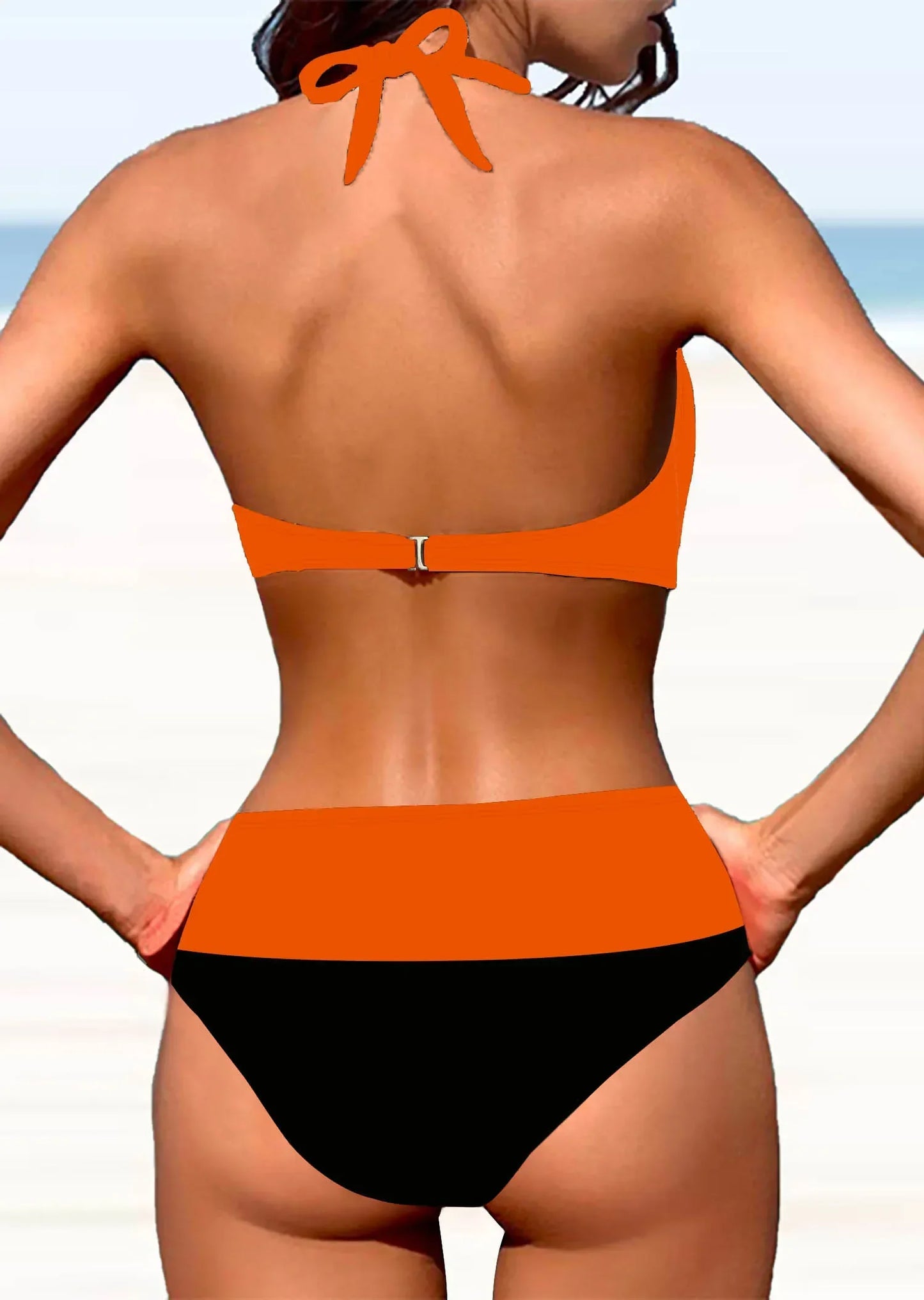 Sexy Women's Fashion Casual Classic Black and White Printed Women's Vacation Two-piece Bikini Set S-5XL