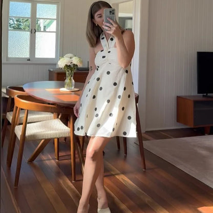 Ticketsx Polka Dot Dress Women's Sexy Scarf One Shoulder Backless Pleated Strapless Mini Dress Female Summer Luxury Loose Dress