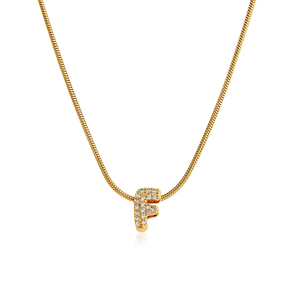 Fashion Tiny CZ Zircon Initial Alphabet Pendant Neckalce Gold Plated Stainless Steel A-Z Letter Necklaces Birthday Gifts Jewelry