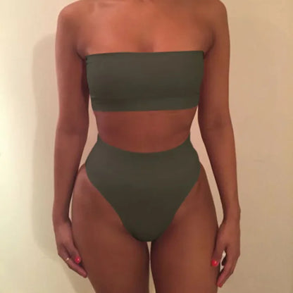 Sexy Solid Color Bikini Set Two-Piece Swimsuit Spring Summer New Arrival Women's Fashionable Swimwear Pure Color Divided Suit