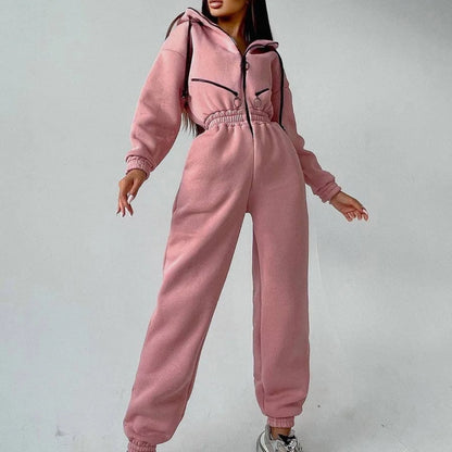 2023 Female Hoodies Jumpsuits One Piece Outfit Warm Fleece Sport Jumpsuit Women Sportswear Playsuit Long Sleeve Zipper Overalls