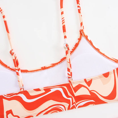Sexy Bikini 2025 Women 3 Pieces Swimwear Female High Waist Swimsuit Orange Bathers Swimming Bathing Swim Suit Summer Beachwear