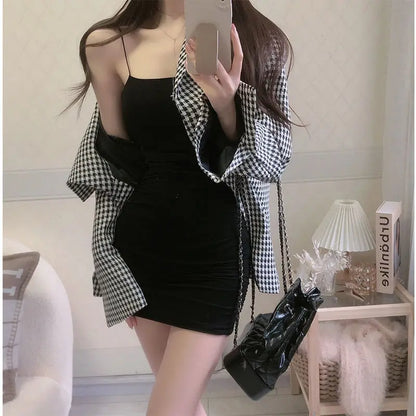 Elegant Solid Sling Sleeveless Type A Sheath Mini Short Dresses Summer New Sexy Slim Slimming Arm Covering Dresses