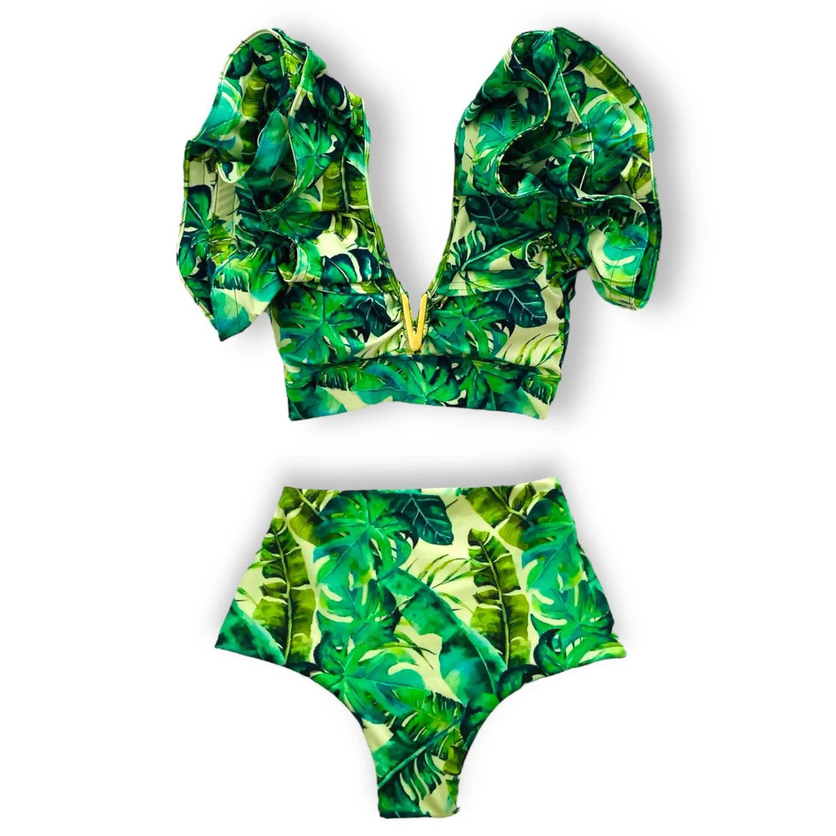 Two-Pieces Women Floral 2025 Push-Up Padded Bra Ruffles Bandage Bikini Set Swimsuit Swimwear Bathing Suit Beachwear Biquini