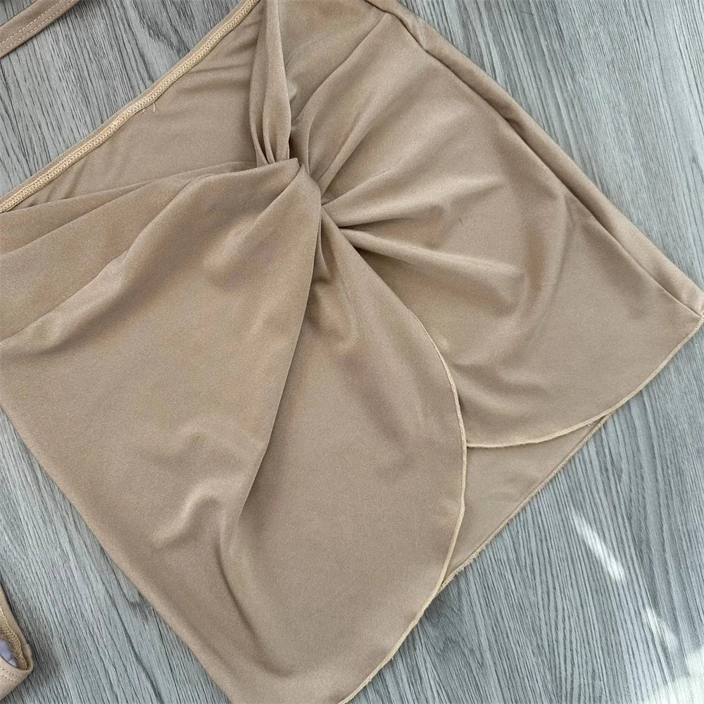 3 Piece Bikini Women Swimsuits 2025 Female Swimwear Beachwear Swimming Suit Bathing Suit Bikini Set One Shoulder Biquini