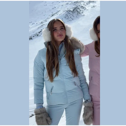 Cotton Ski Women's Winter Jumpsuit Sets Zipper Loose Jacket Straight Pants Suits Skiwear Snow Commute Street Outdoors Romper