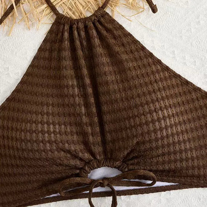 Sexy High Waist Bikini 2025 Women High Neck Swimwear Female Swimsuit Solid Bathers Swimming Bathing Swim Suit Summer Beachwear