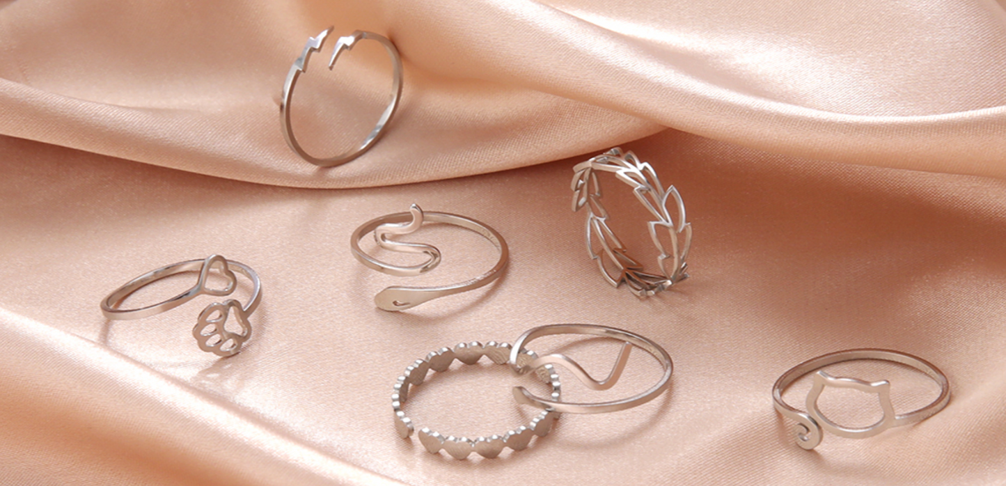 Skyrim Stainless Steel Women Rings Geometric Heart Aesthetic Adjustable Open Finger Ring Fashion Party Jewelry Gifts Wholesale